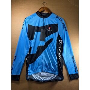 Cuore Cycling Jersey Mens Large Blue Black Bronze Long‎ Sleeve Full Zip Bike Top